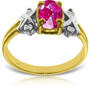 0.97 Carat 14K Solid Yellow Gold Sabrina's Way Pink Topaz Diamond Ring