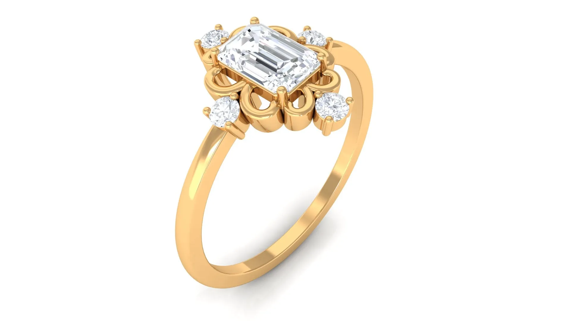 1 CT Solitaire Zircon Vintage Engagement Ring in Gold