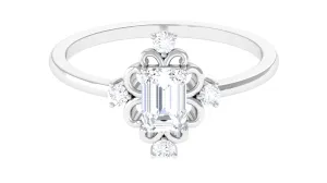 1 CT Solitaire Zircon Vintage Engagement Ring in Gold