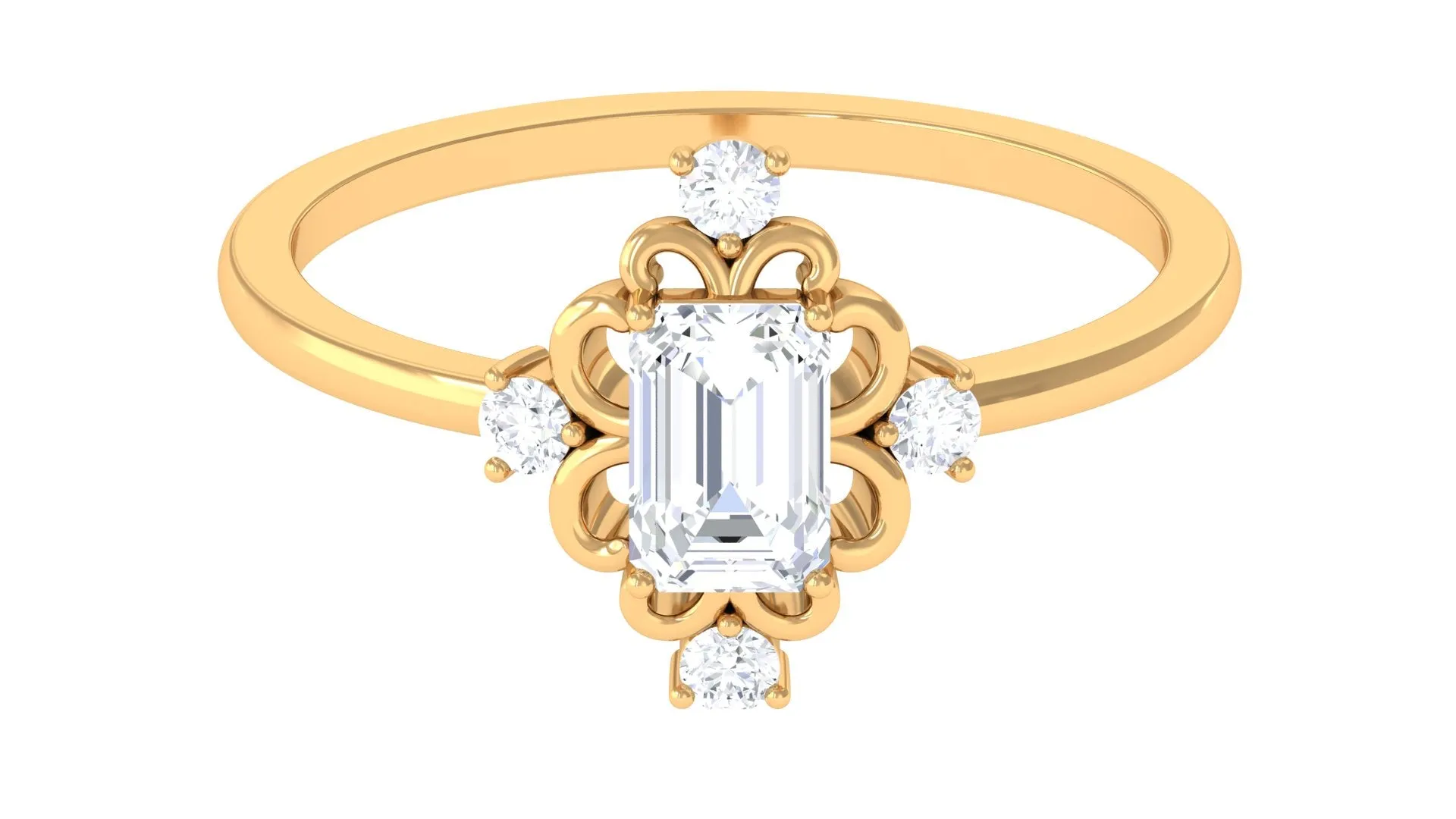 1 CT Solitaire Zircon Vintage Engagement Ring in Gold