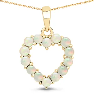 10K Yellow Gold Ethiopian Opal Heart Pendant