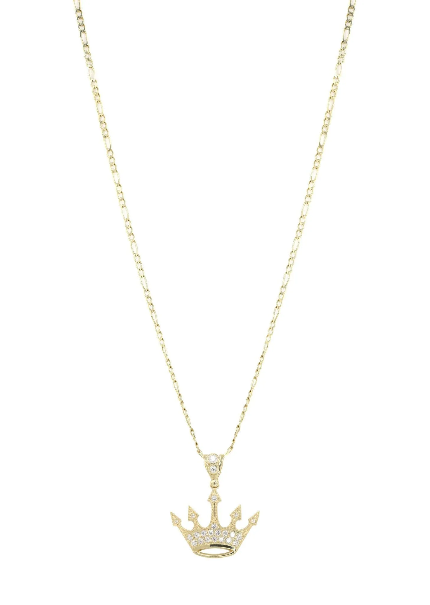 10K Yellow Gold Figaro  Crown Necklace | Appx. 8.2 Grams