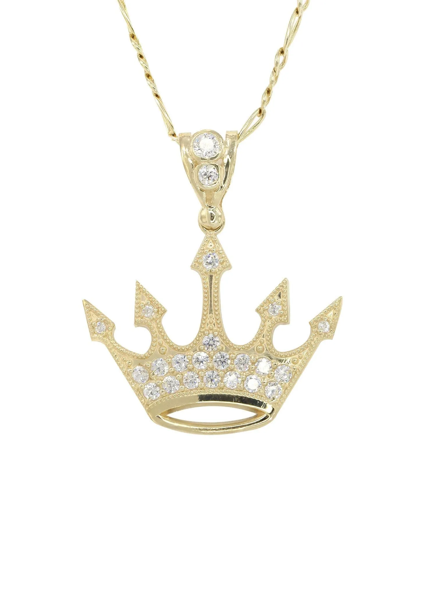 10K Yellow Gold Figaro  Crown Necklace | Appx. 8.2 Grams