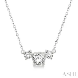 1/2 Ctw Three Stone Round Cut Diamond Necklace in 14K White Gold