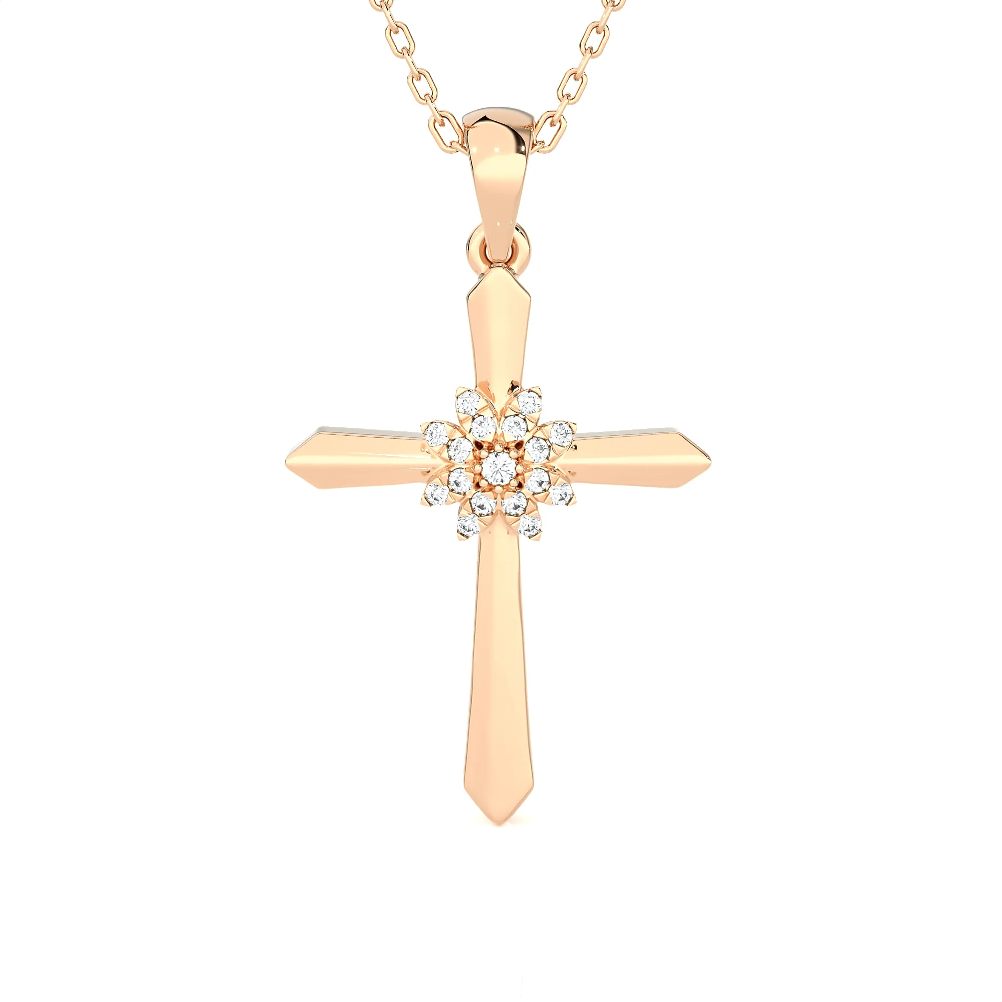 1/20  ctw Round Lab Grown Diamond Cross Pendant