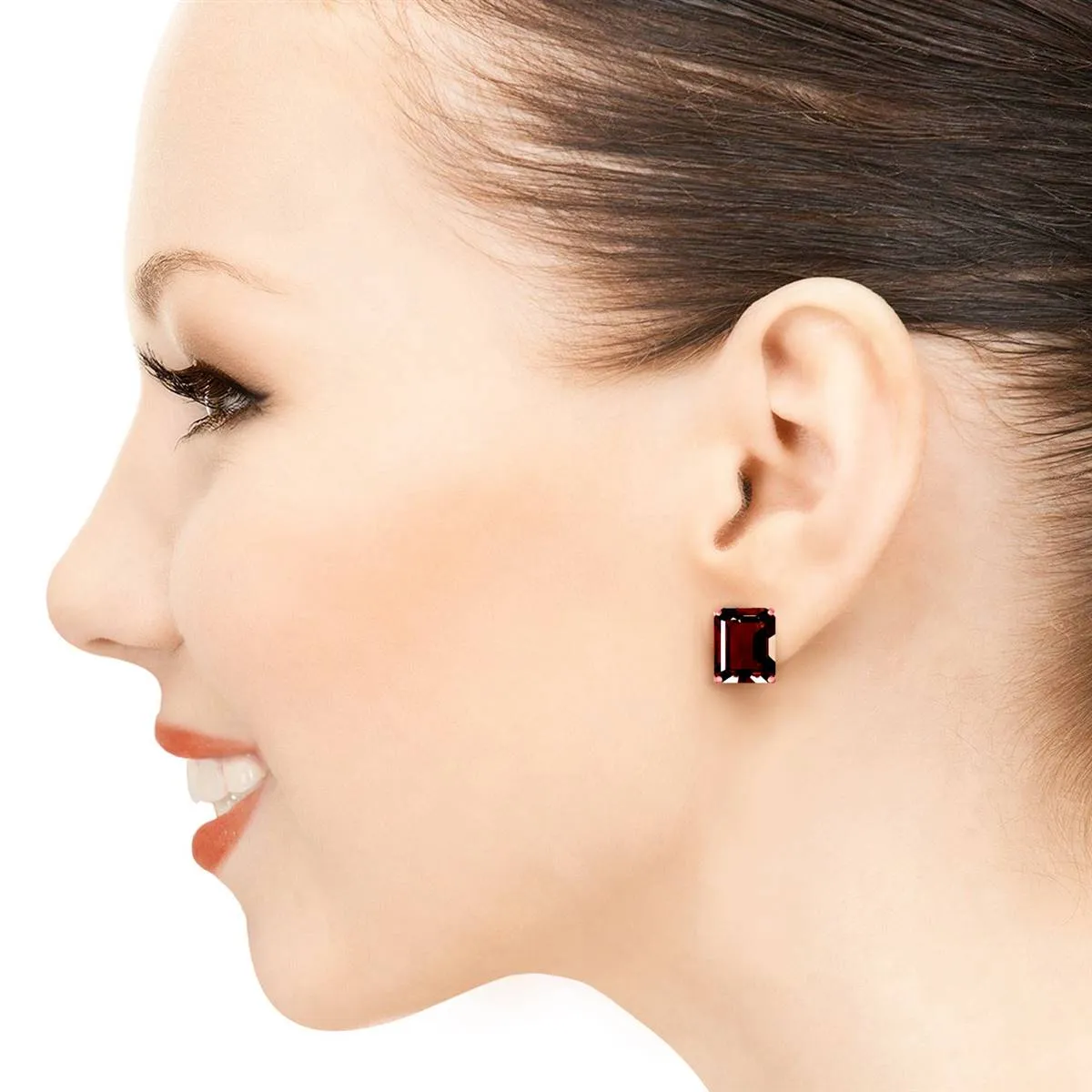 14 Carat 14K Solid Rose Gold Octagon Garnet Earrings