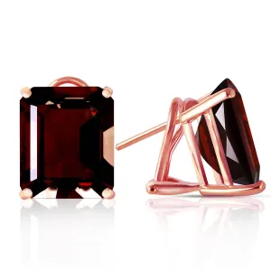 14 Carat 14K Solid Rose Gold Octagon Garnet Earrings