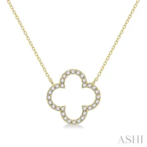 1/4 ctw Clover Round Cut Diamond Necklace in 14K Yellow Gold