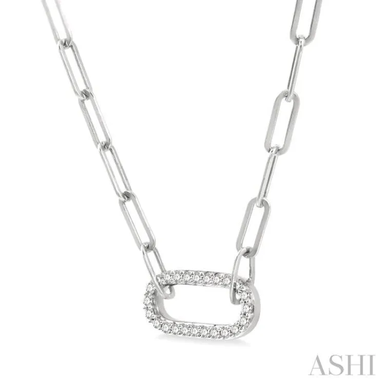 1/4 ctw Paper Clip Round Cut Diamond Necklace in 14K White Gold