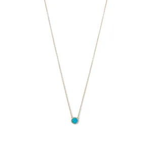 14 Karat Gold Plated Mini Synthetic Blue Opal Necklace