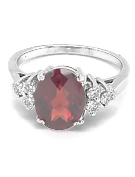 14k White Gold 2.76 Ct Garnet, 0.29 Ct Diamond Ring