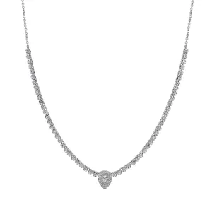 14K White Gold Diamond Pear Necklace