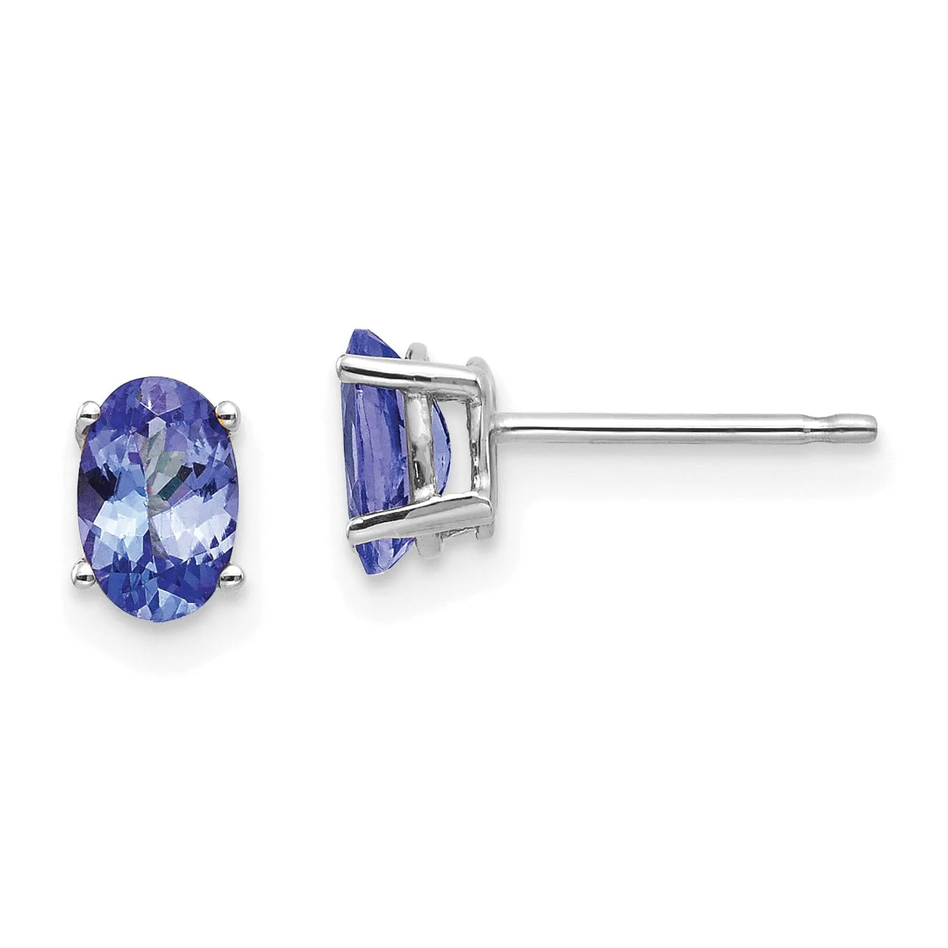 14k White Gold Oval Tanzanite Earrings