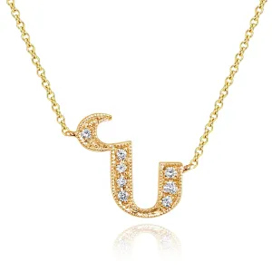 14K Yellow Gold Armenian Initial Diamond Necklace