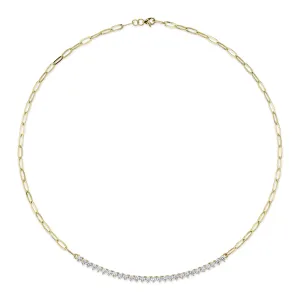 14K Yellow Gold Diamond Paper Clip Link Necklace