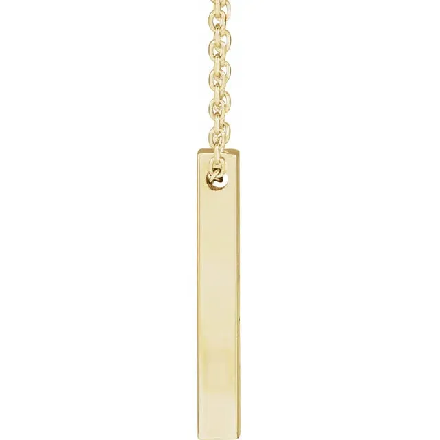 14K Yellow Gold Engravable Four-Sided Vertical Bar 16-18" Necklace