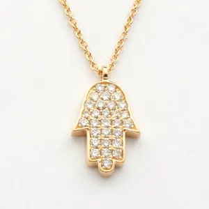 14KY 0.25CTW DIAMOND - HAMSA NECKLACE