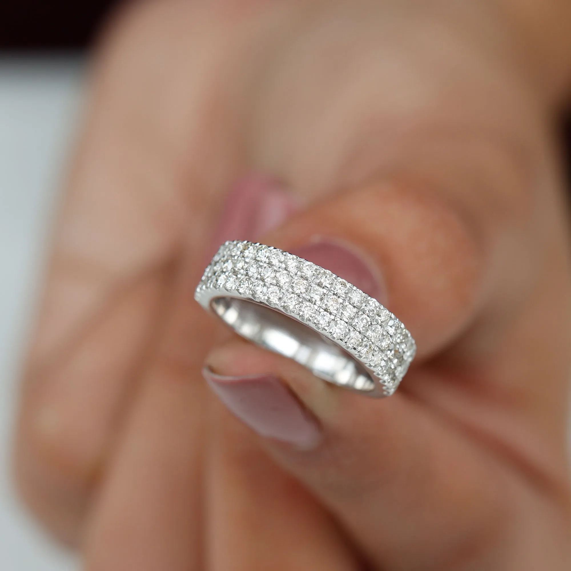 1.50 CT Certified Zircon Semi Eternity Ring in Pave Setting