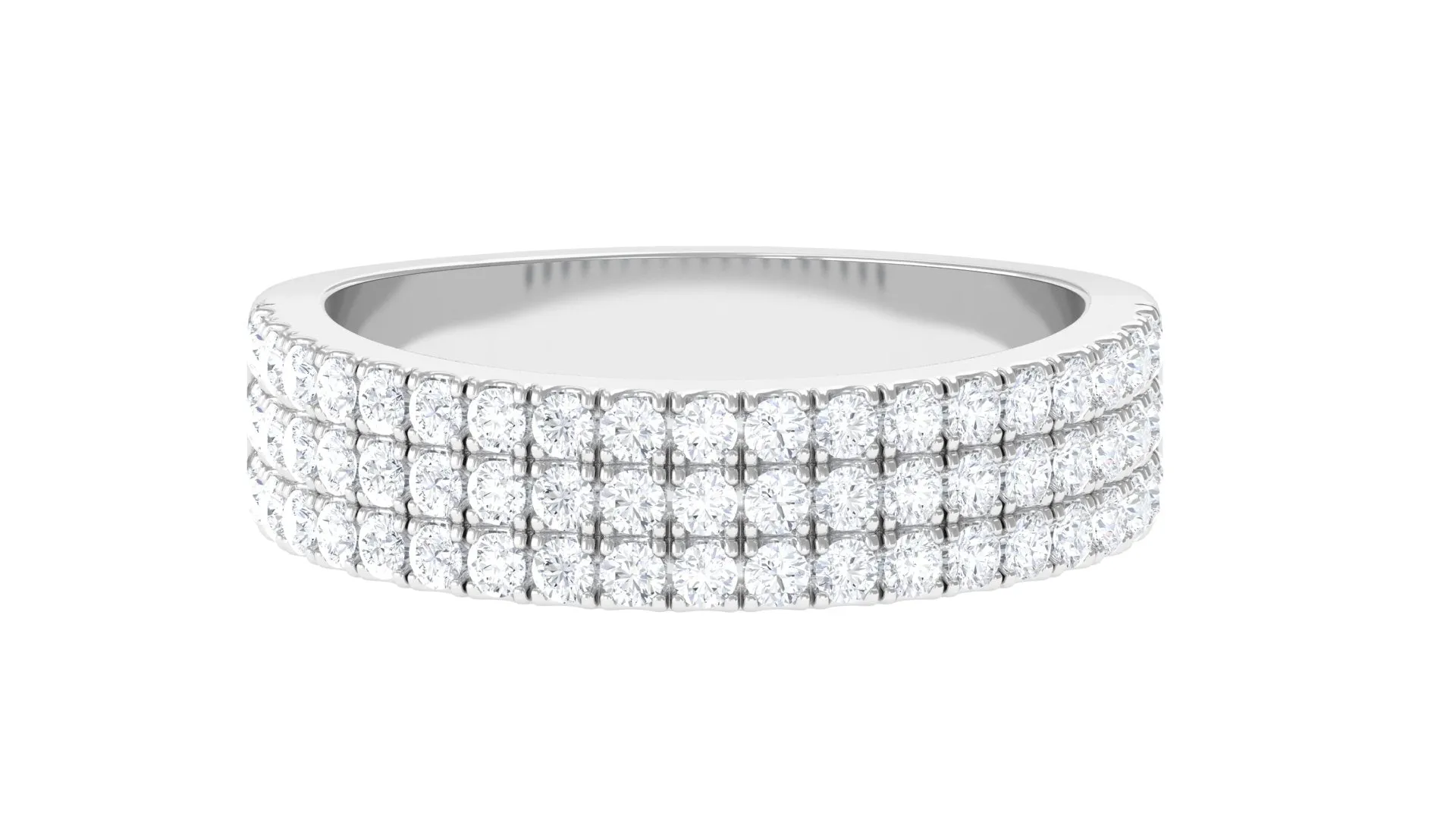 1.50 CT Certified Zircon Semi Eternity Ring in Pave Setting