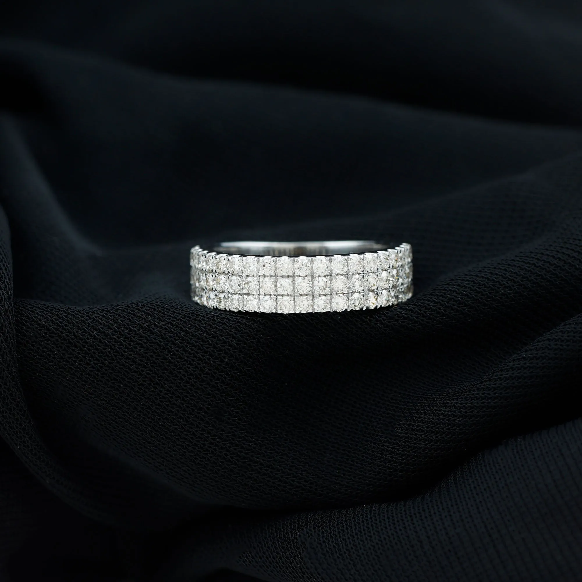 1.50 CT Certified Zircon Semi Eternity Ring in Pave Setting