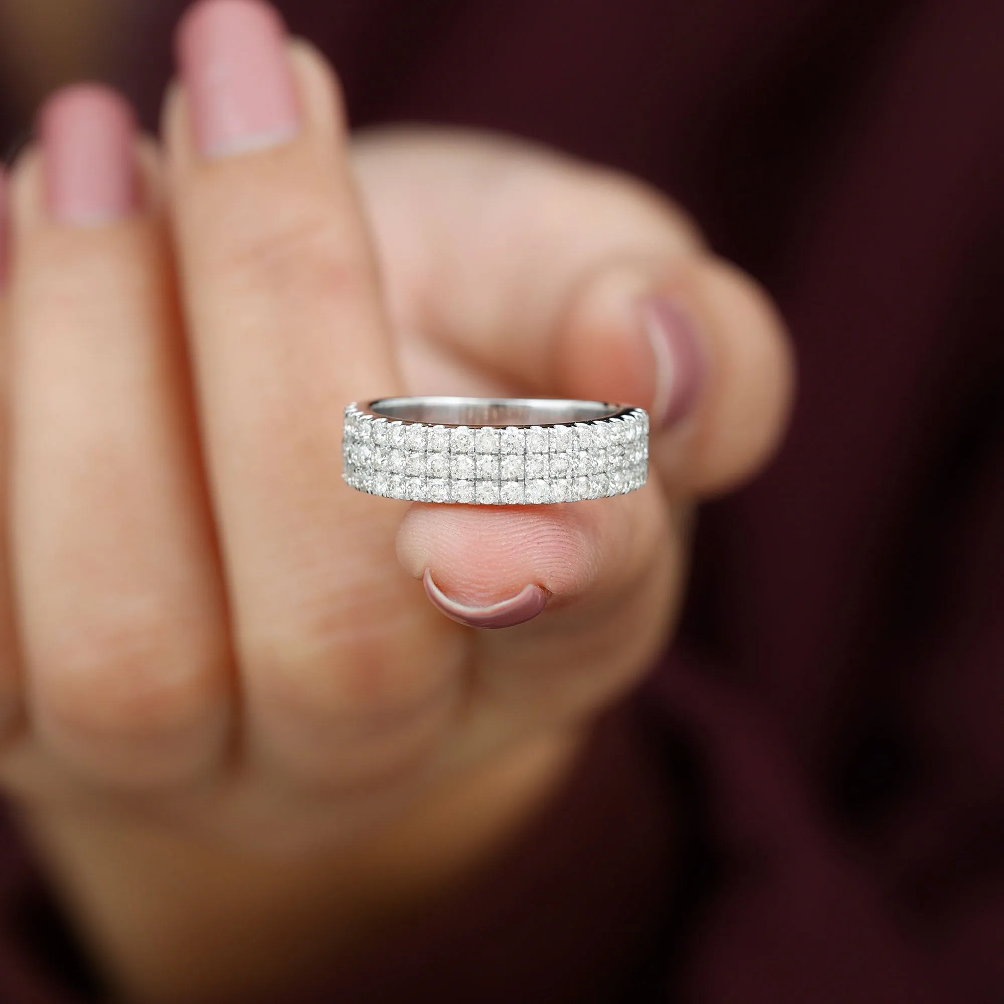 1.50 CT Certified Zircon Semi Eternity Ring in Pave Setting