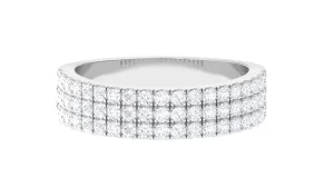 1.50 CT Certified Zircon Semi Eternity Ring in Pave Setting