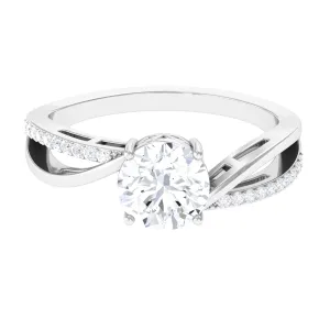 1.50 CT Round Cut Solitaire Zircon Bypass Engagement Ring