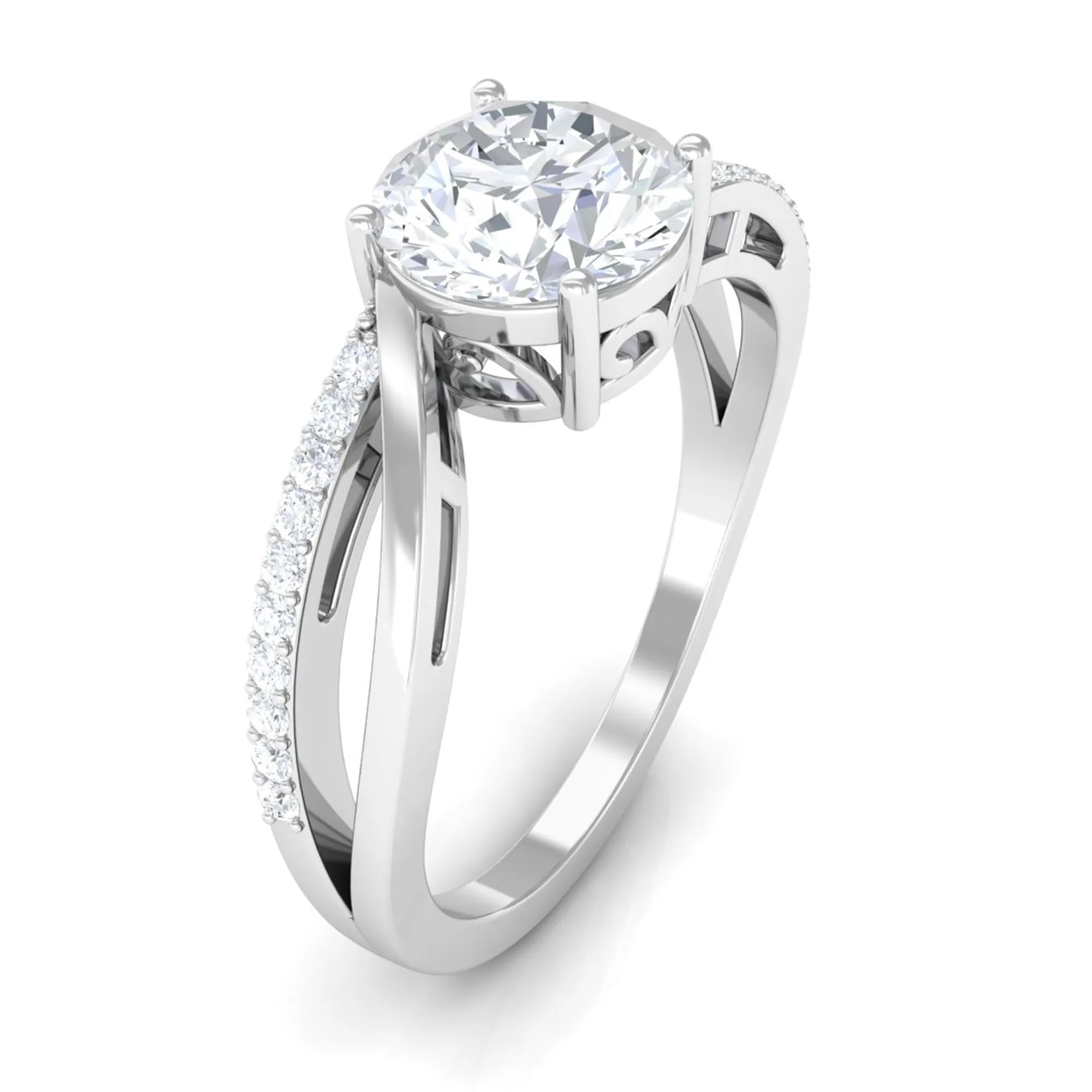 1.50 CT Round Cut Solitaire Zircon Bypass Engagement Ring