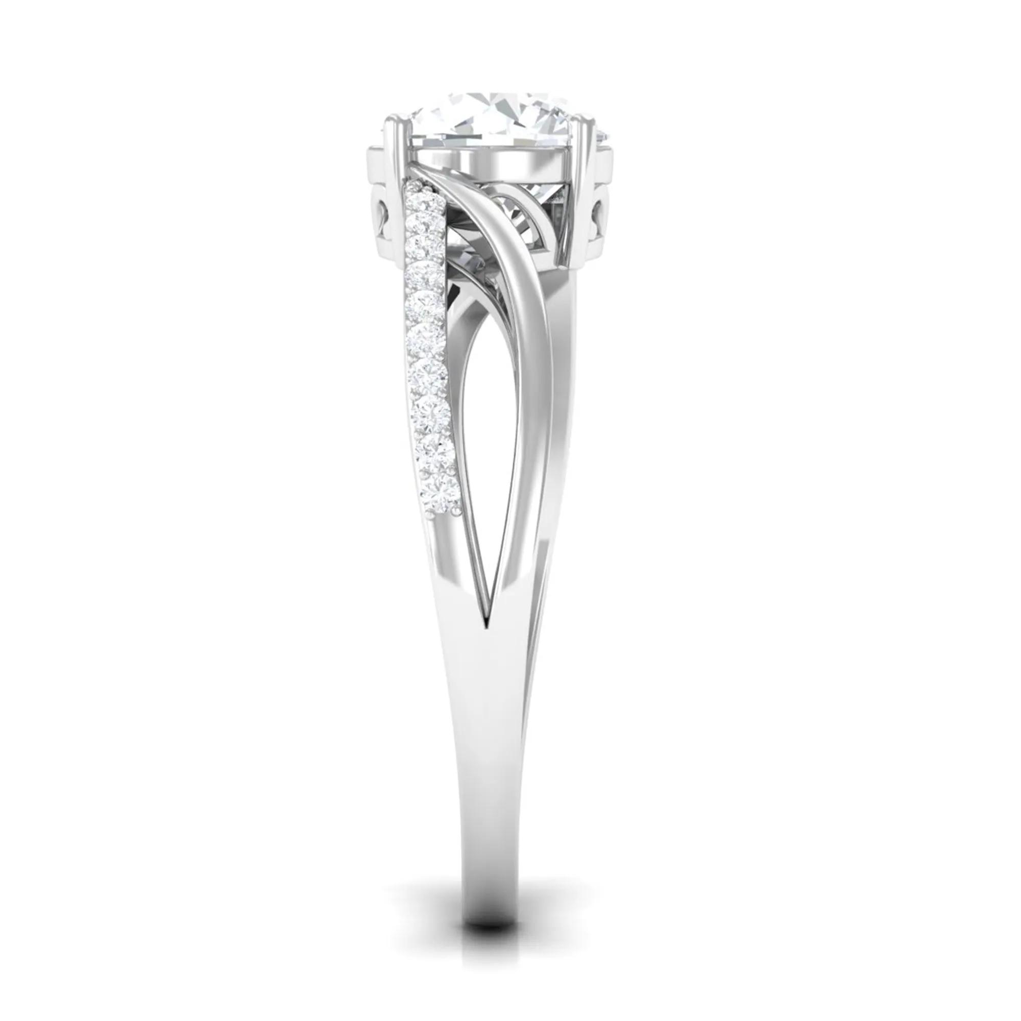 1.50 CT Round Cut Solitaire Zircon Bypass Engagement Ring