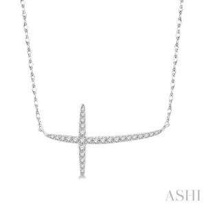 1/6 Ctw Cross Round Cut Diamond Necklace in 10K White Gold