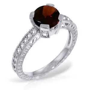 1.8 Carat 14K Solid White Gold At It's Core Garnet Diamond Ring