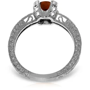 1.8 Carat 14K Solid White Gold At It's Core Garnet Diamond Ring