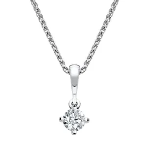 18ct White Gold 0.15ct Diamond Brilliant Cut Solitaire Necklace