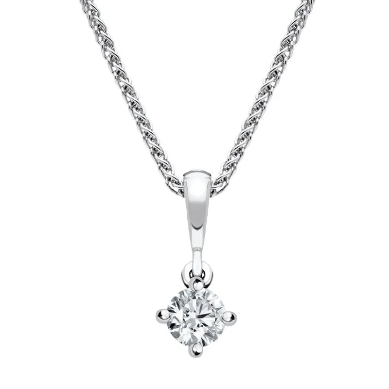 18ct White Gold 0.15ct Diamond Brilliant Cut Solitaire Necklace