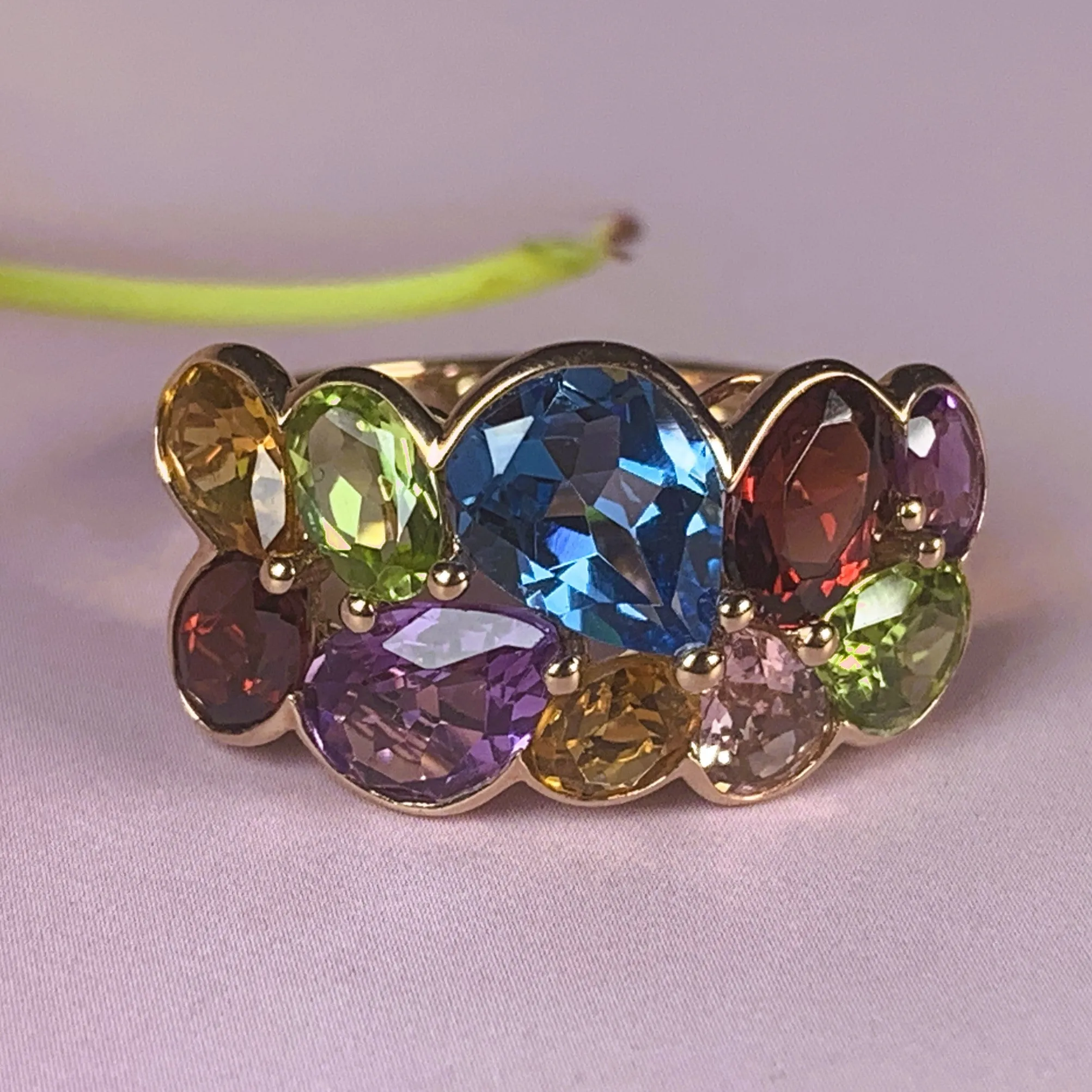 18kt Rose Gold Multi colour Gem dress ring