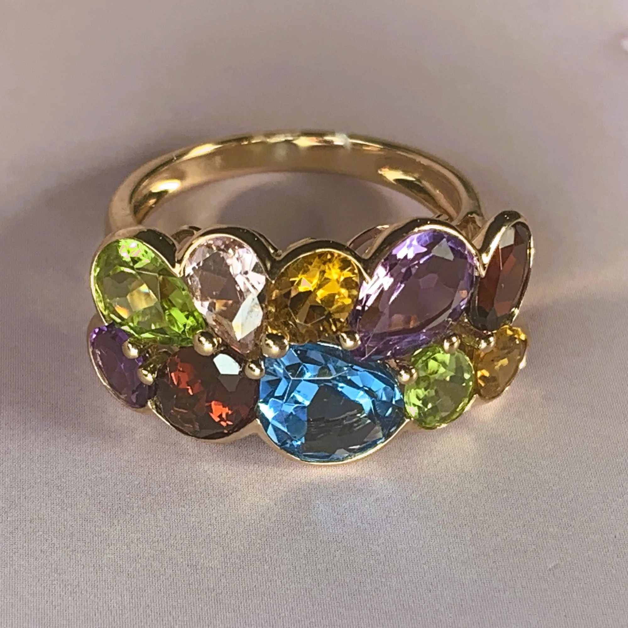 18kt Rose Gold Multi colour Gem dress ring