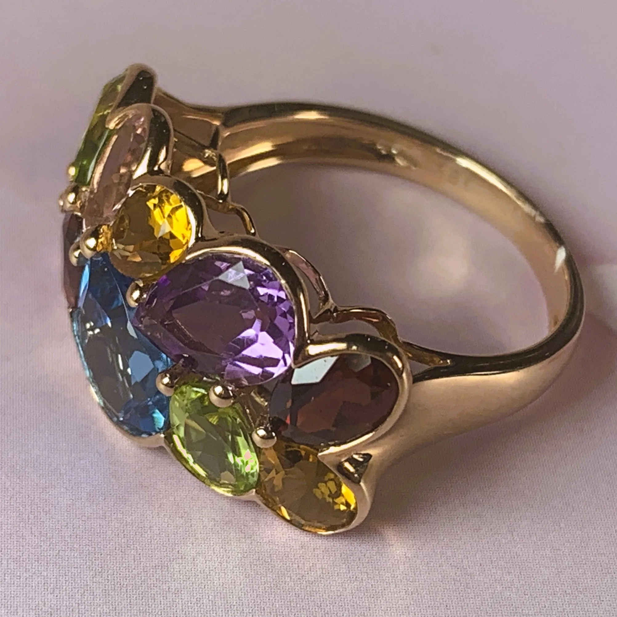 18kt Rose Gold Multi colour Gem dress ring