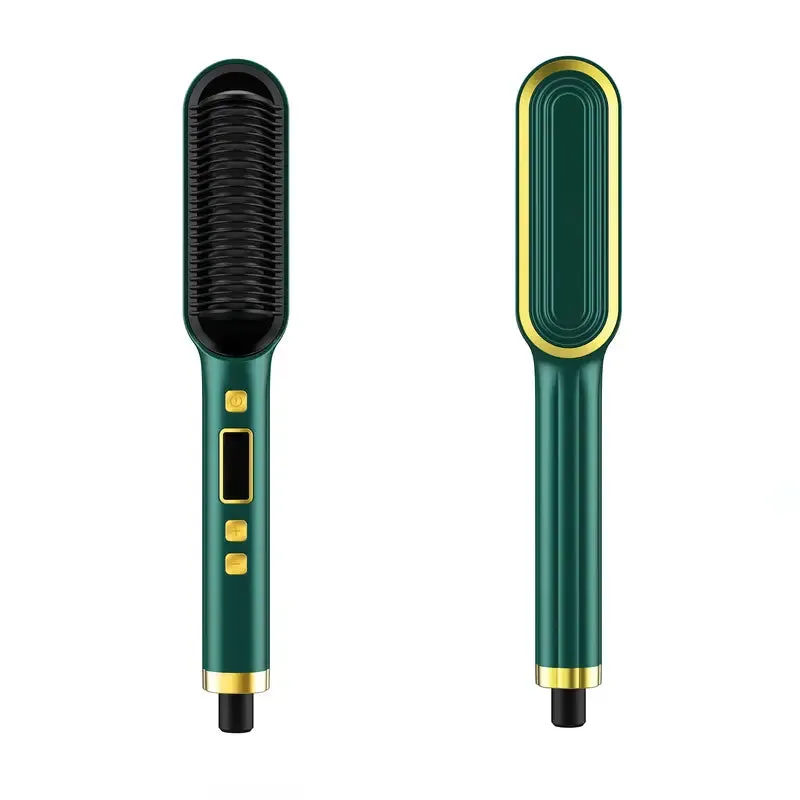 2-in-1 Electric Hair Straightener Brush Curling Comb