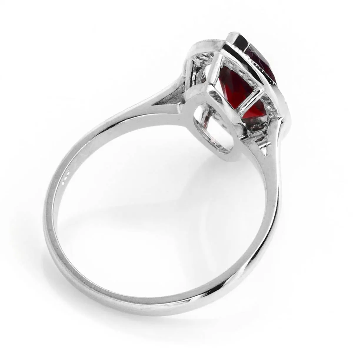 2.15 Carat 14K Solid White Gold Ring Diamond Marquis Garnet