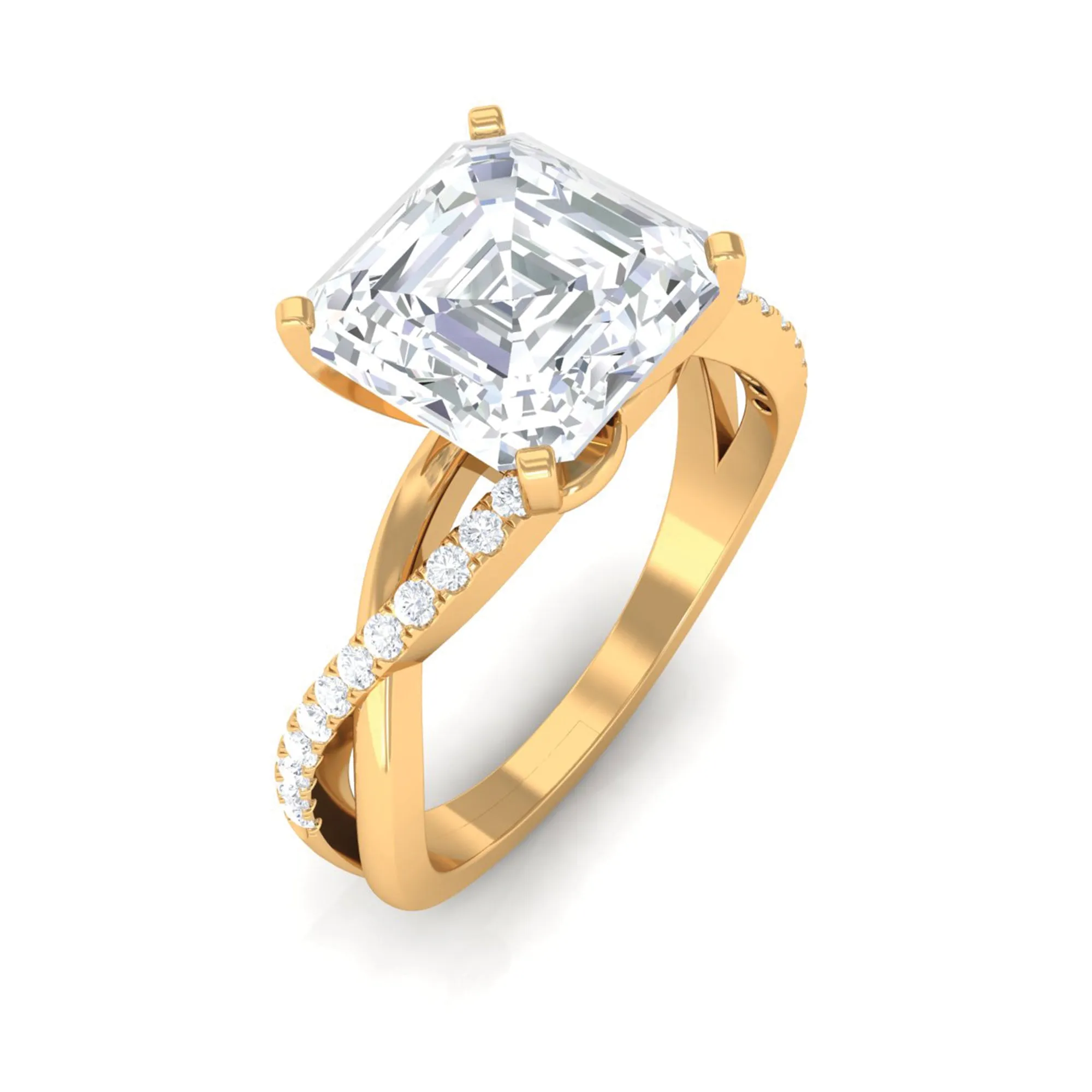 3.50 CT Asscher Cut Zircon Solitaire Engagement Ring in Infinity Shank