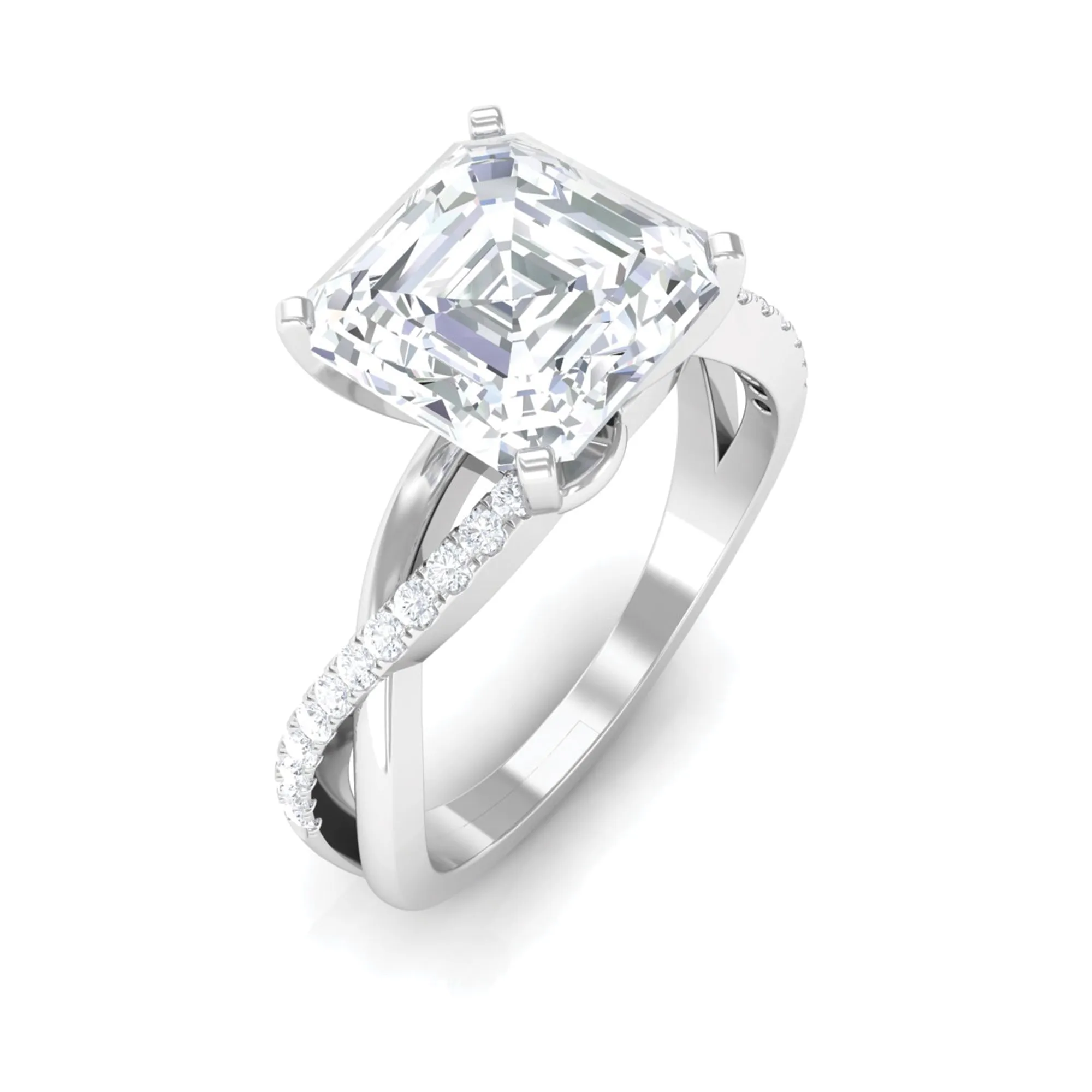 3.50 CT Asscher Cut Zircon Solitaire Engagement Ring in Infinity Shank