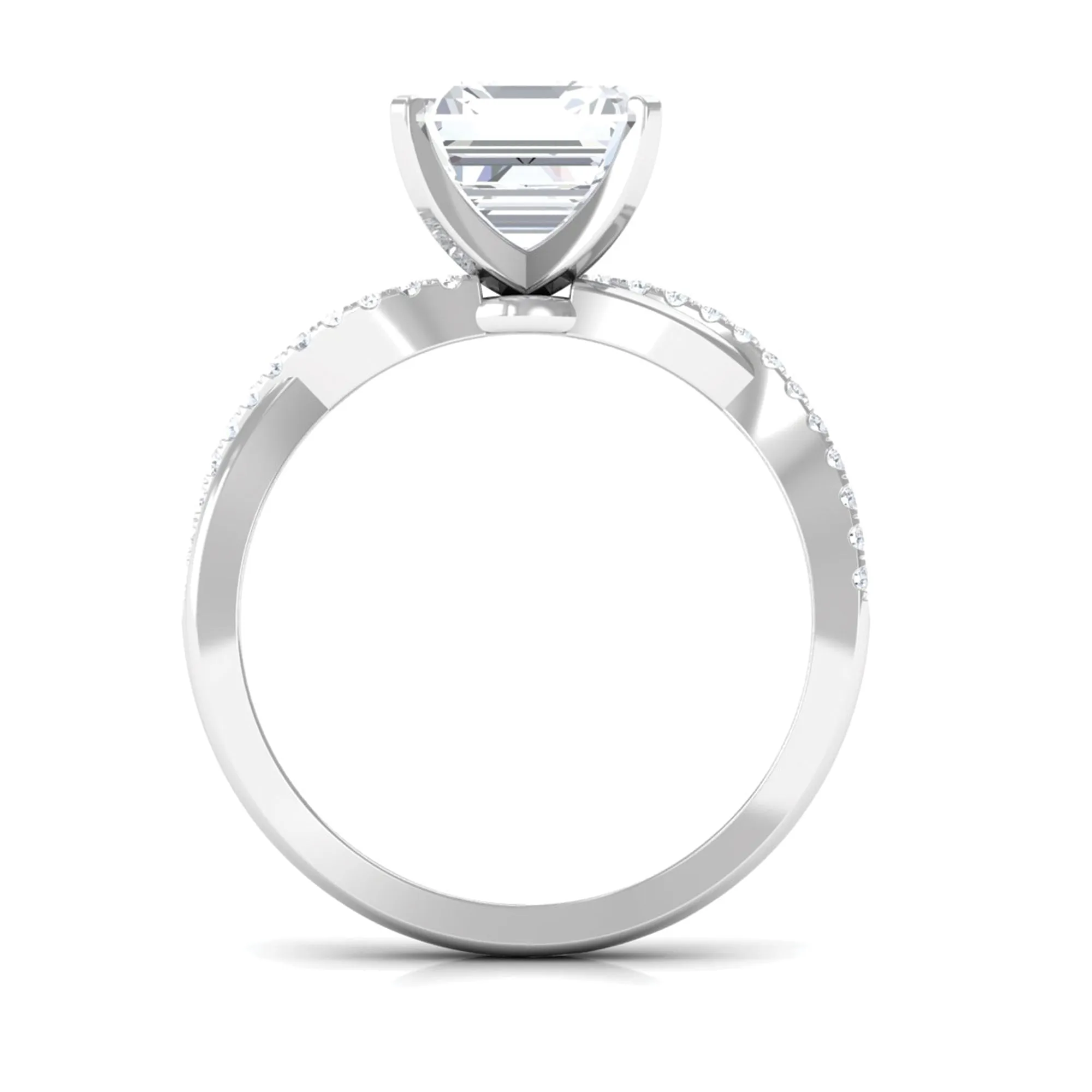 3.50 CT Asscher Cut Zircon Solitaire Engagement Ring in Infinity Shank