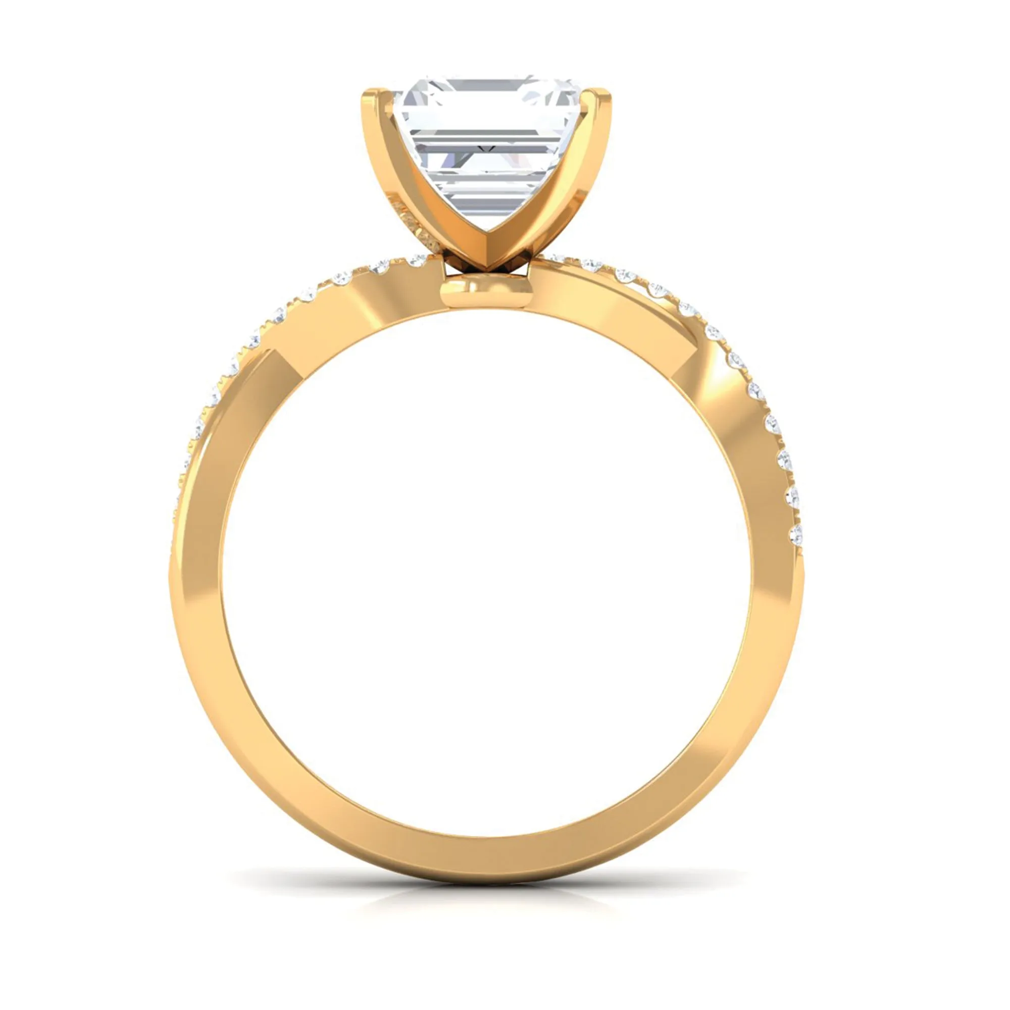 3.50 CT Asscher Cut Zircon Solitaire Engagement Ring in Infinity Shank