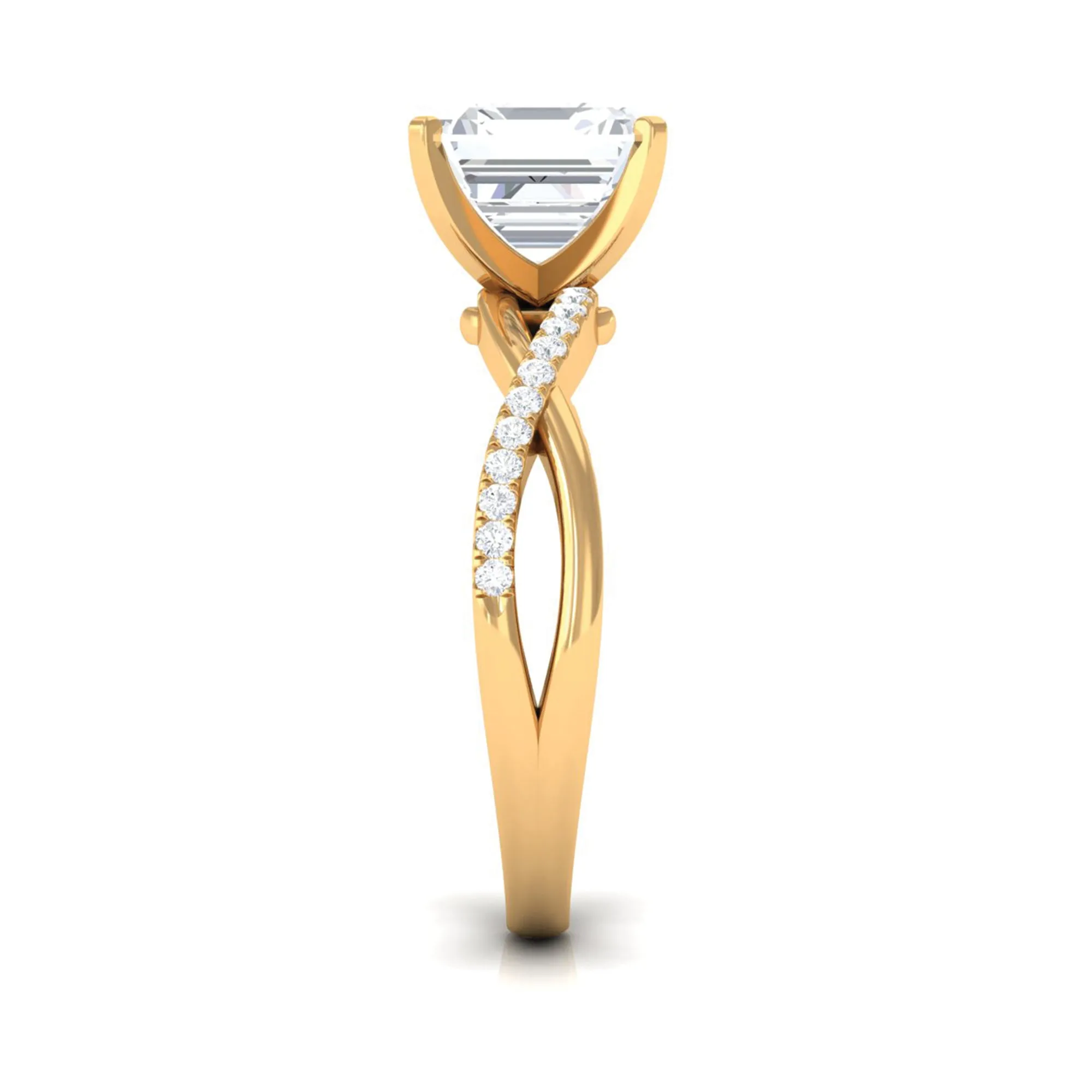 3.50 CT Asscher Cut Zircon Solitaire Engagement Ring in Infinity Shank