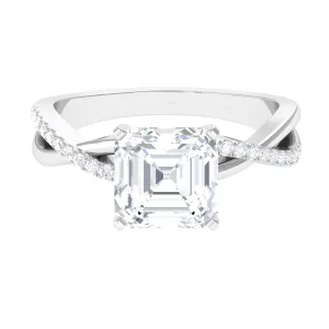 3.50 CT Asscher Cut Zircon Solitaire Engagement Ring in Infinity Shank