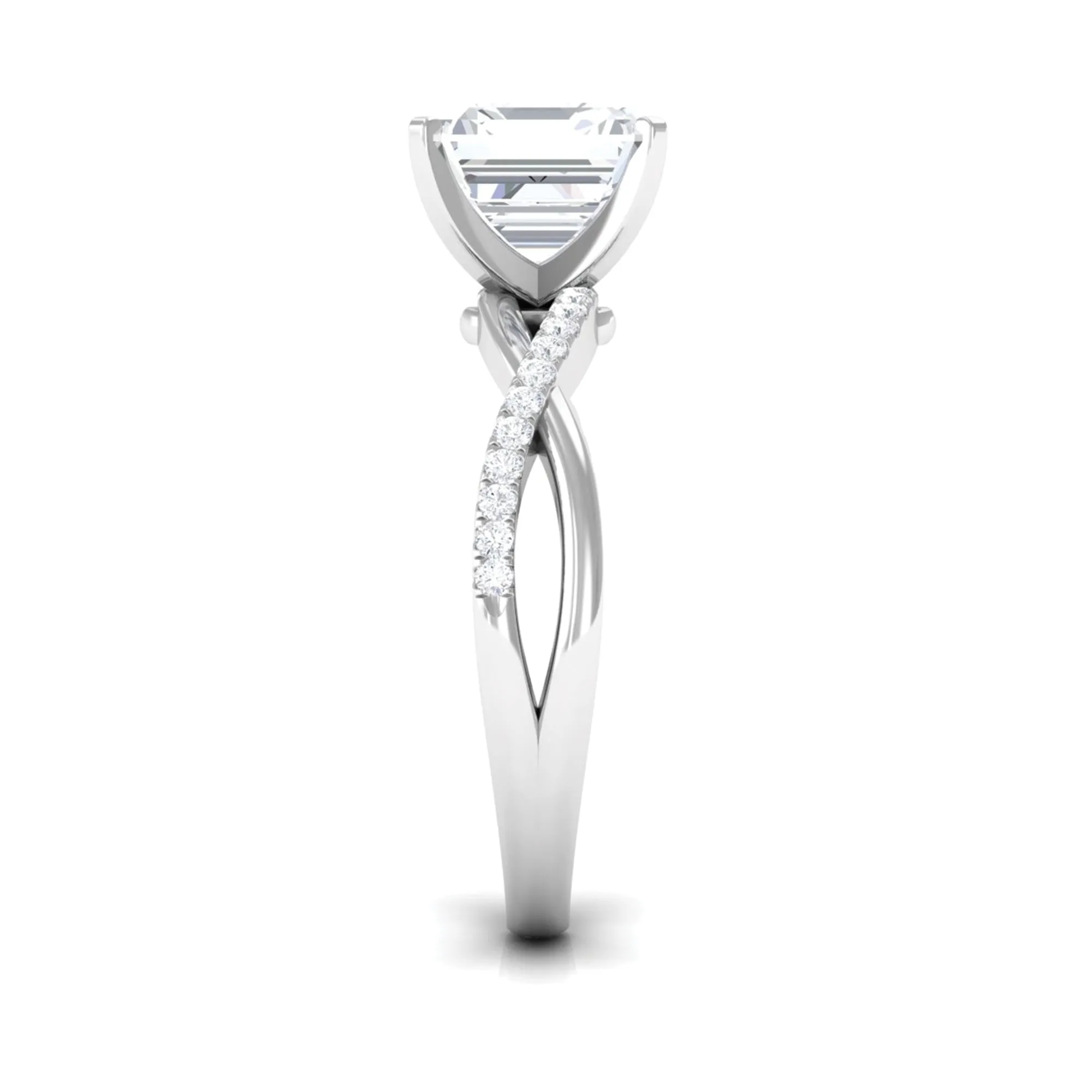 3.50 CT Asscher Cut Zircon Solitaire Engagement Ring in Infinity Shank