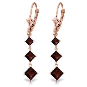 4.79 Carat 14K Solid Rose Gold Garnet Falling Leaves Earrings