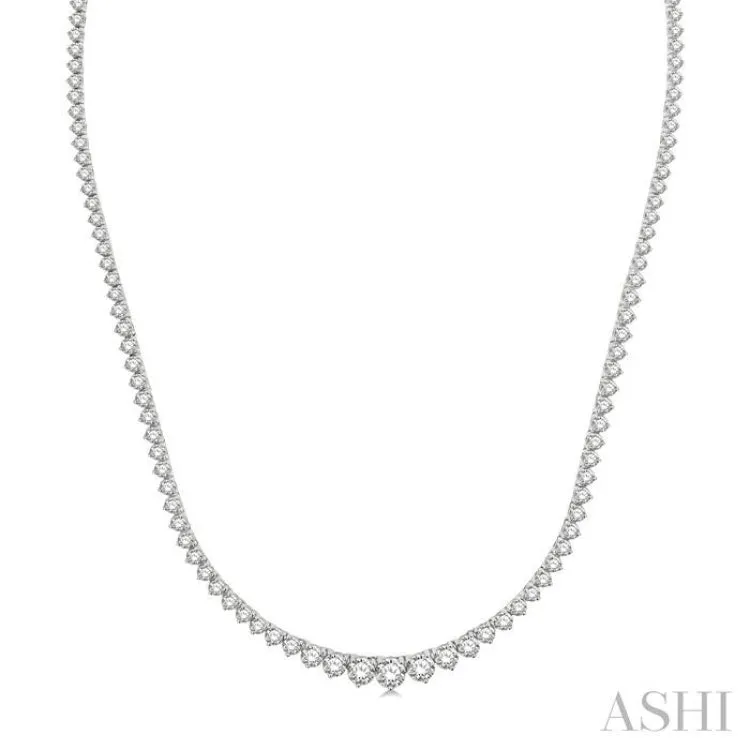 7 ctw Riviera Round Cut Diamond Necklace in 14K White Gold