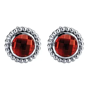 925 Sterling Silver Bujukan Garnet Stud Earrings