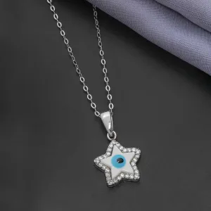 92.5 Sterling Silver Star Evileye pendant Chain